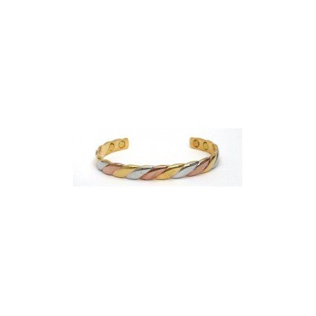 Weave Design Silver & Gold Finished Copper Bangle