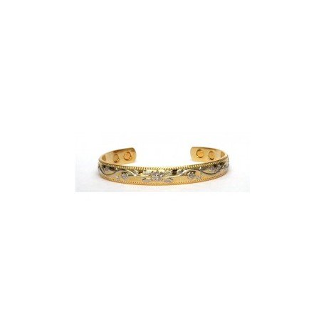 Chain Link Design Silver & Gold Finished Copper Bangle