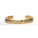 Floral Embossed Design Silver & Gold Finished Copper Bangle