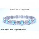 Blue Aqua Crystal Silver Stainless Steel Bracelet
