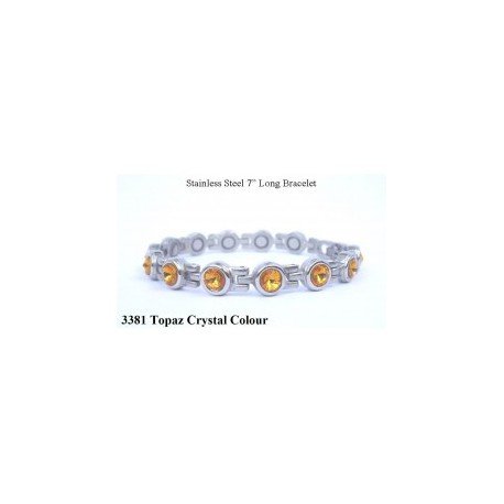 Topaz Crystal Silver Stainless Steel Bracelet
