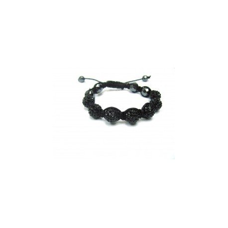 Black Crystal Shamballa Bracelets Adult