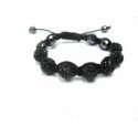 Black Crystal Ball Shamballa Bracelets Adult